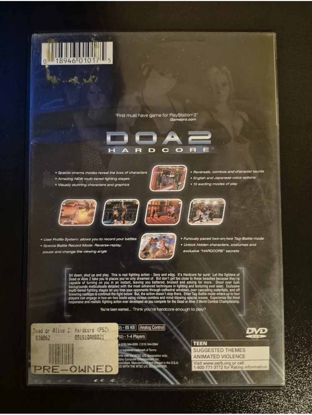 DOA 2 Dead Or Alive 2: Hardcore (Sony PlayStation 2, 2000) PS2 CIB Tested